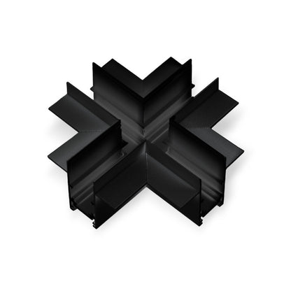Trano Verbinder für 20 mm Einbau‑Magnetschienen – L, T & X – 90° Verbindungen, Aluminium, IP20, Schwarz, inkl. Montagezubehör, magnetisches 48V System