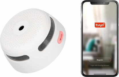 Trano Rauchmelder 9 VDC Wi-Fi TUYA TÜV-zertifiziert | Fotoelektrisch, EN14604, 85 dB Alarm, 10 Jahre Sensor, 40 m² Bereich, Ø 7,8 cm